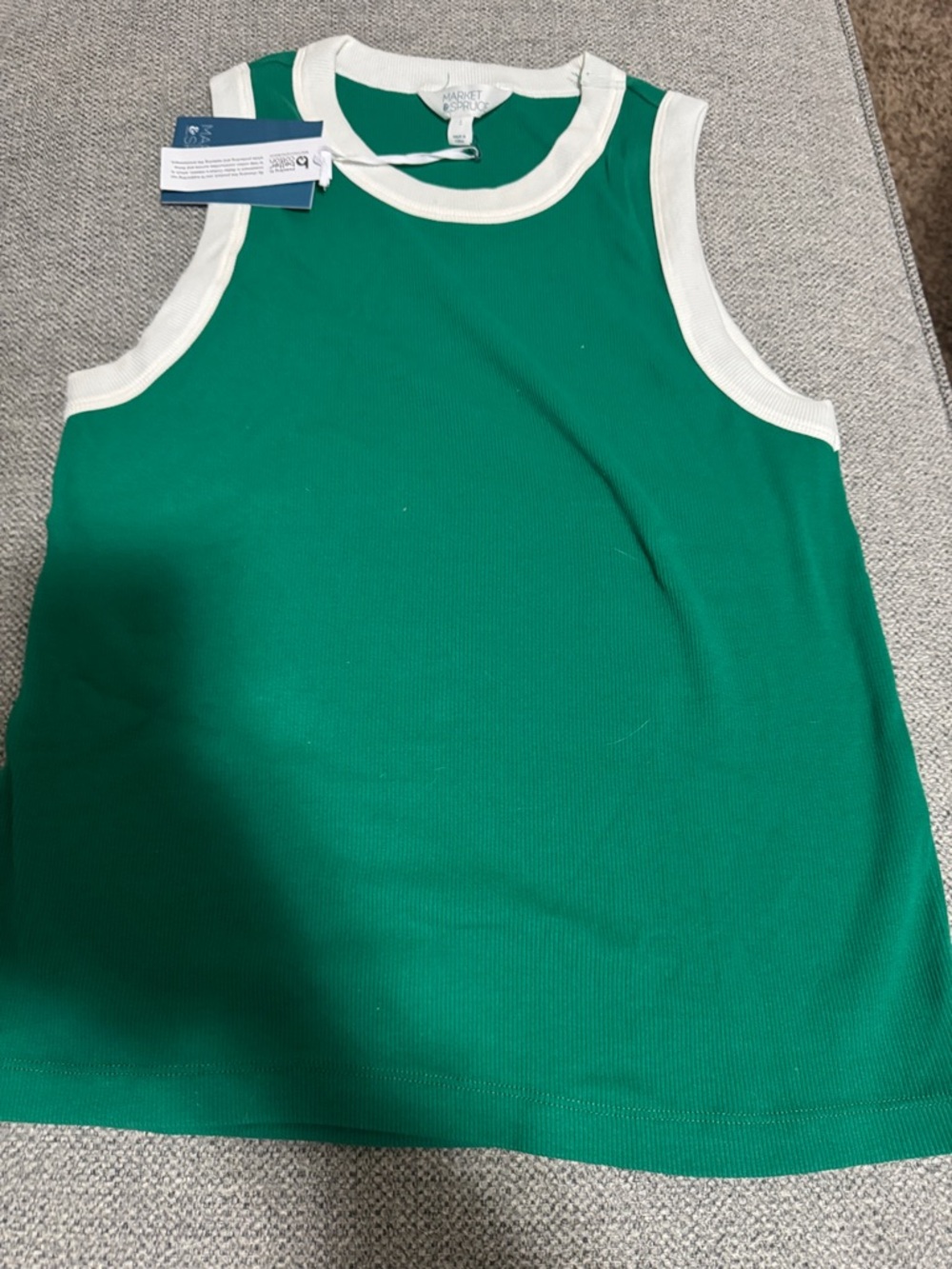 Market & Spruce Kids Emerald Green Tank with White Trim